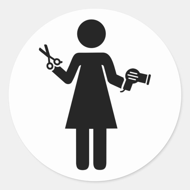 Pegatina Redonda Símbolo de peluquero (Anverso)