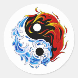 Pegatina Redonda Símbolo de personalizado de Guay fuego de agua Yin