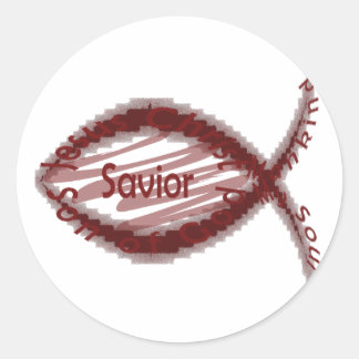 Pegatina Redonda Símbolo de pez salvador Jesús