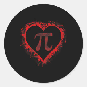 Pegatina Redonda Símbolo de Pi Day Día de San Valentín de corazón N