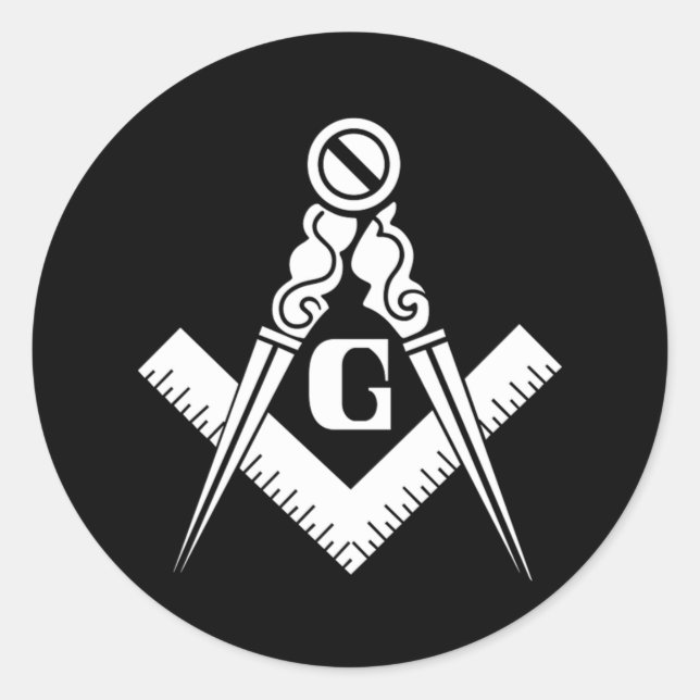 Pegatina Redonda Símbolo de pirámide masónica del triángulo de Illu (Anverso)