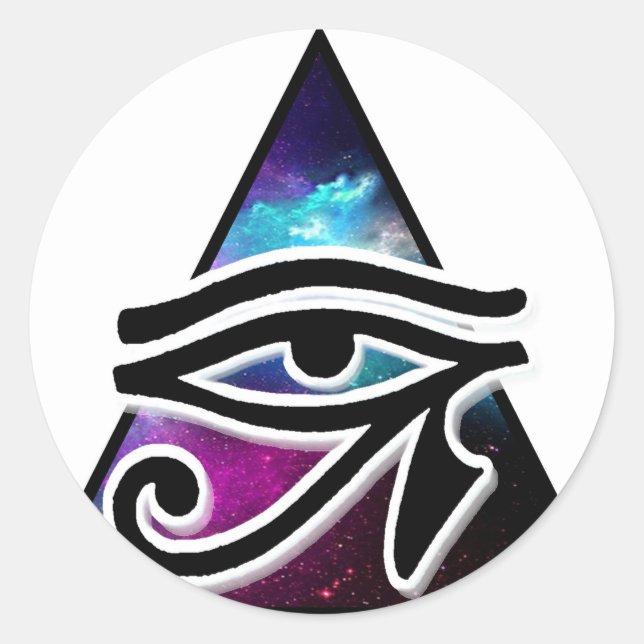 Pegatina Redonda Símbolo de protección egipcio Ojo de Horus (Anverso)