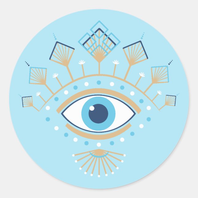 Pegatina Redonda Símbolo de protección turco de ojo de maldad grieg (Anverso)