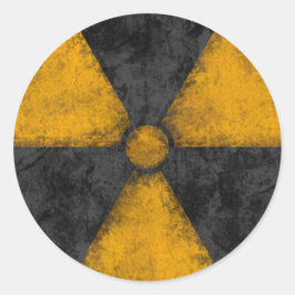 Pegatina Redonda Símbolo de radiación con problemas