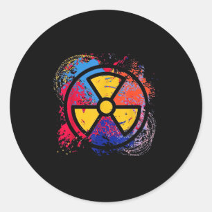Pegatina Redonda Símbolo de radiación de medicina nuclear colorido 