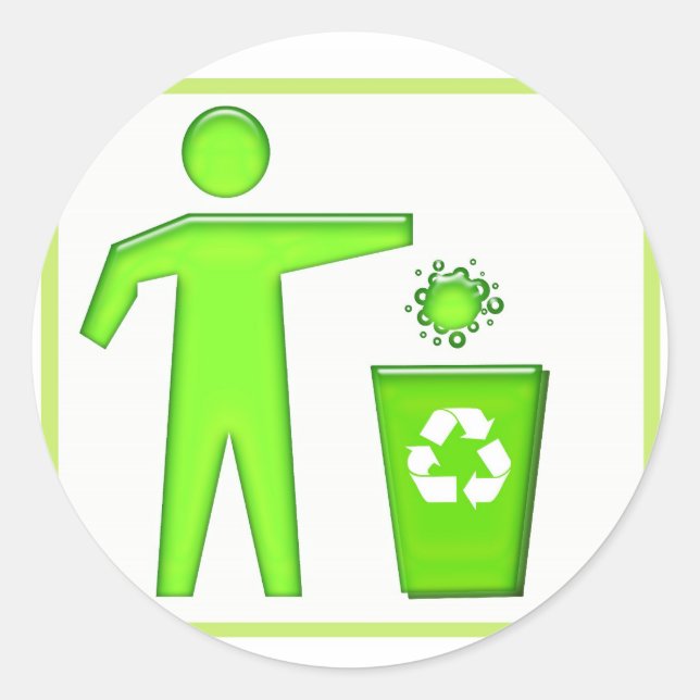Pegatina Redonda Símbolo de reciclaje (Anverso)