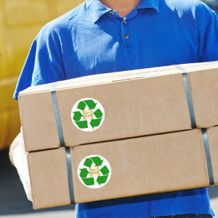 Pegatina Redonda Símbolo de reciclaje verde del logotipo comercial