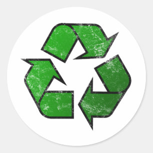 Pegatina Redonda Símbolo de reciclaje y reutilización - Guardar el 