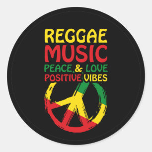 Pegatina Redonda Símbolo de reggae y paz con citas positivas