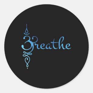 Pegatina Redonda Símbolo de respiración de meditación de yoga zen e