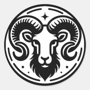 Pegatina Redonda Símbolo de Rótulo Horoscopio Aries Ram