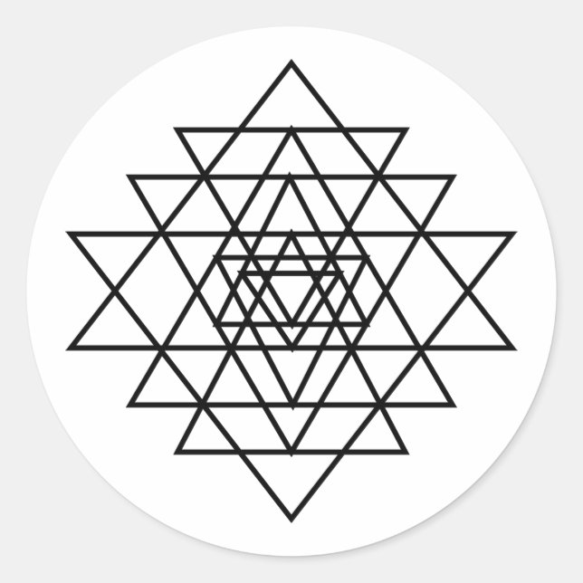 Pegatina Redonda Símbolo de Sri Yantra - (Anverso)