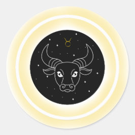 Pegatina Redonda Símbolo de Tauro – Emblema Mínimo de Astrología