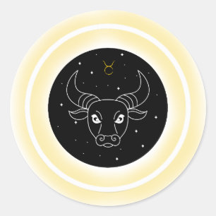 Pegatina Redonda Símbolo de Tauro – Emblema Mínimo de Astrología