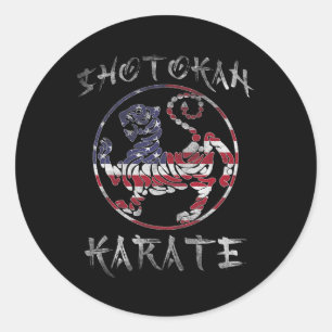 Pegatina Redonda Símbolo de tigre Shotokan Karate, arte marcial de 