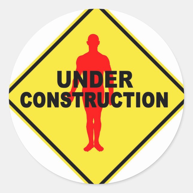 Pegatina Redonda Símbolo de trabajo en curso (Anverso)