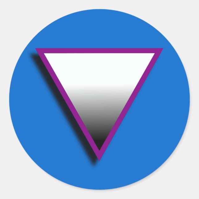 PEGATINA REDONDA SÍMBOLO DE TRIÁNGULO ASEXUAL 3D (Anverso)