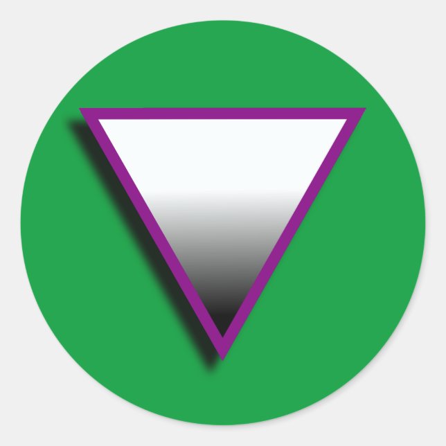 PEGATINA REDONDA SÍMBOLO DE TRIÁNGULO ASEXUAL 3D (Anverso)