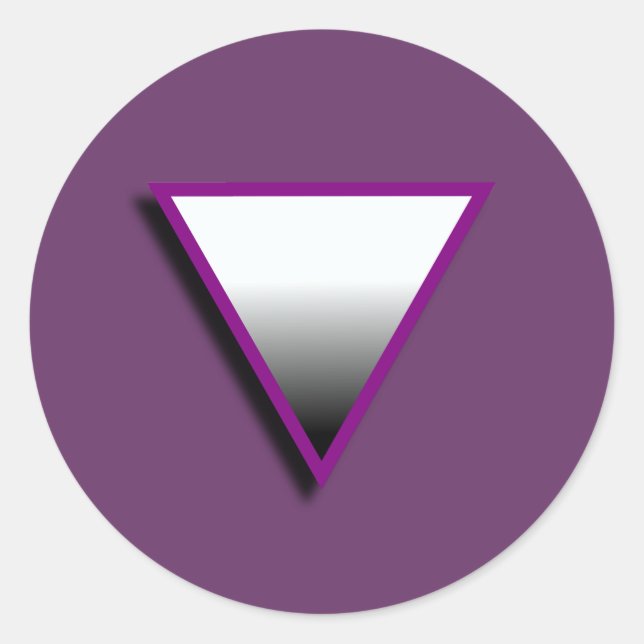 PEGATINA REDONDA SÍMBOLO DE TRIÁNGULO ASEXUAL 3D (Anverso)