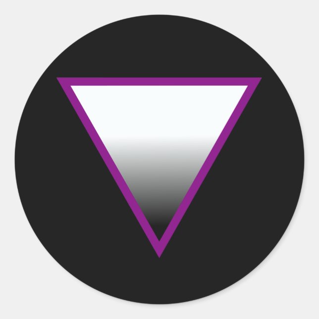 PEGATINA REDONDA SÍMBOLO DE TRIÁNGULO ASEXUAL 3D (Anverso)
