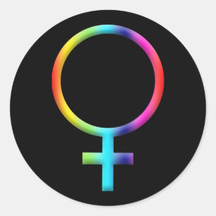 Pegatina Redonda Símbolo de Venus Arcoíris Astrología Zodiaco Signo