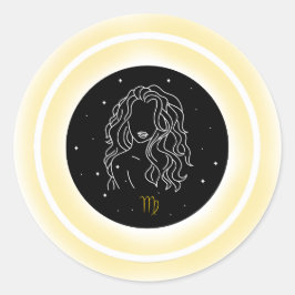 Pegatina Redonda Símbolo de Virgo – Emblema Mínimo de Astrología