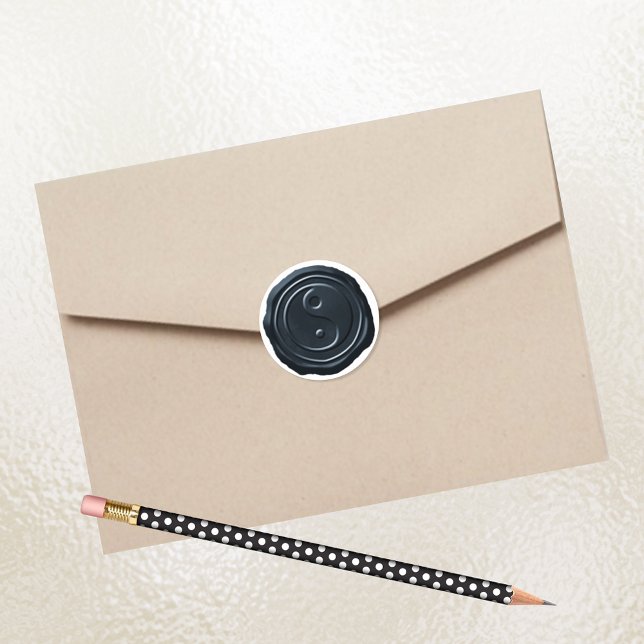 Pegatina Redonda Símbolo de Yang azul de sellado de cera de plata (Subido por el creador)