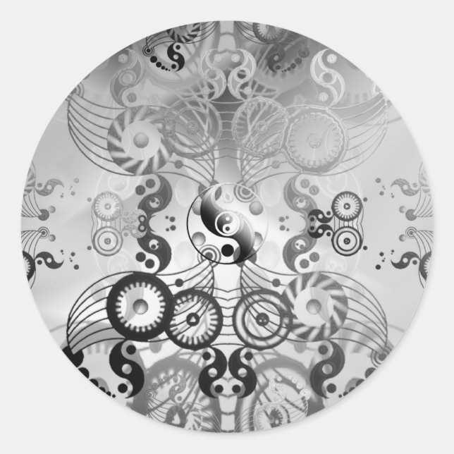 Pegatina Redonda Símbolo de Yin yang (Anverso)