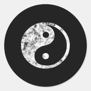 Pegatina Redonda Símbolo de Yin Yang . Camiseta divertida de Yoga T