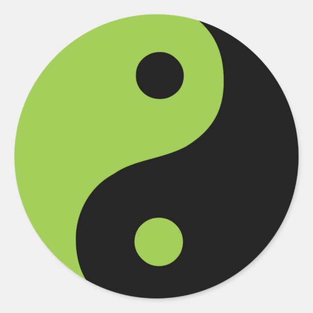 Pegatina Redonda Símbolo de Yin Yang Taoist verde (Anverso)