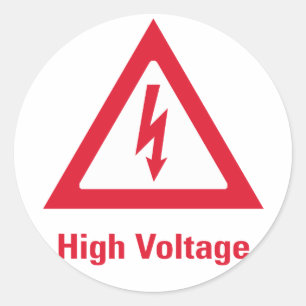 Pegatina Redonda Símbolo del alto voltaje del peligro