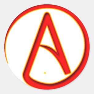 Pegatina Redonda Símbolo del ateísmo