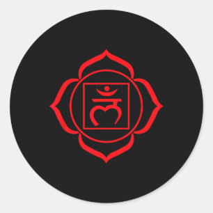 Pegatina Redonda Símbolo del Chakra Raíz Rojo Muladhara Yogi Yoga 