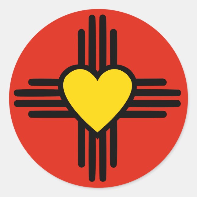 Pegatina Redonda Símbolo del corazón de Zia (Anverso)