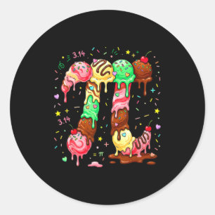 Pegatina Redonda Símbolo del Día Pi Divertido Matemáticas Pi Helado