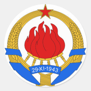 Pegatina Redonda Símbolo del escudo de armas Yugoslavia Heraldry of