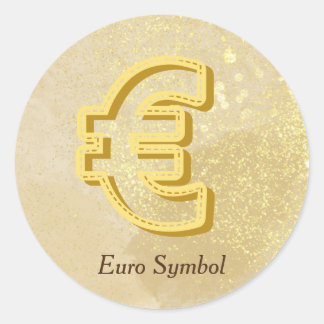Pegatina Redonda Símbolo del euro amarillo infusado por el Reiki Mo