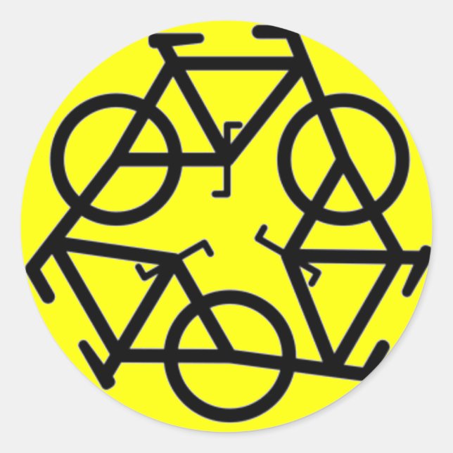 Pegatina Redonda Símbolo del logotipo de bicicleta reciclable (Anverso)