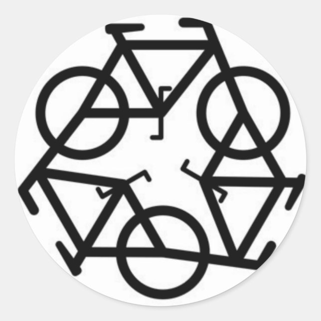 Pegatina Redonda Símbolo del logotipo de bicicleta reciclable (Anverso)