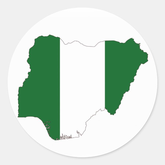 Pegatina Redonda símbolo del mapa de la bandera de nigeria (Anverso)
