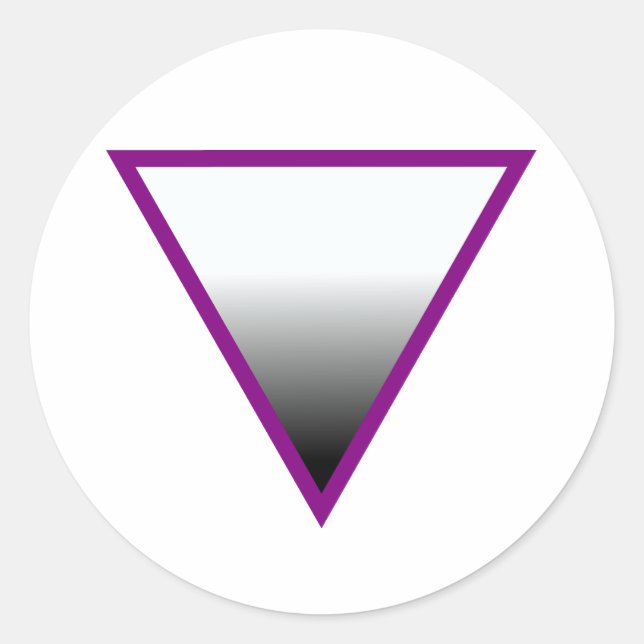 PEGATINA REDONDA SÍMBOLO DEL TRIÁNGULO ASEXUAL (Anverso)