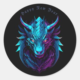 Pegatina Redonda Símbolo dragón, personalizado