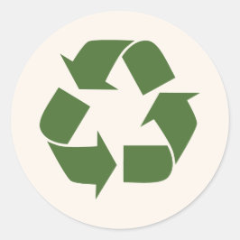 Pegatina Redonda Símbolo ecológico de reutilización y reciclaje de