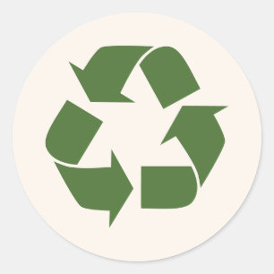 Pegatina Redonda Símbolo ecológico de reutilización y reciclaje de