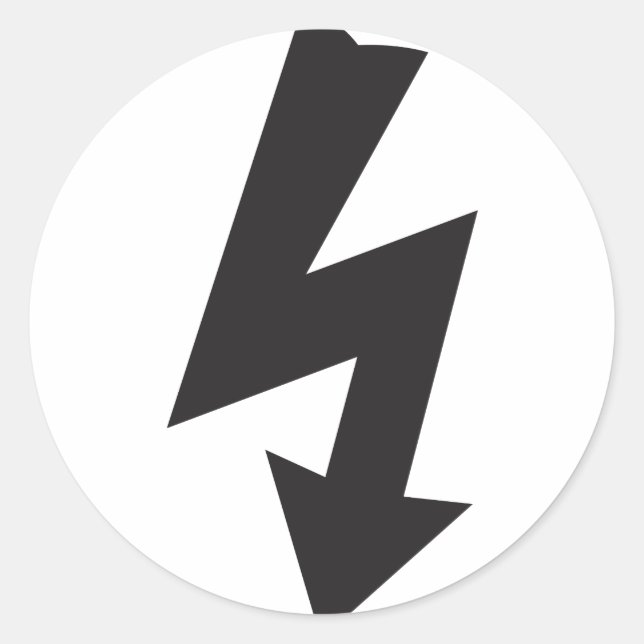 Pegatina Redonda Símbolo eléctrico trueno de electricidad (Anverso)