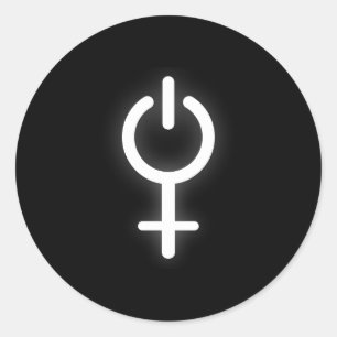Pegatina Redonda Símbolo electrónico de potencia chica para Rótulo