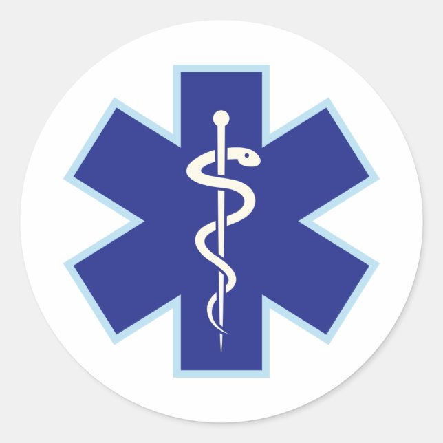 Pegatina Redonda Símbolo EMT EMS paramédico (Anverso)