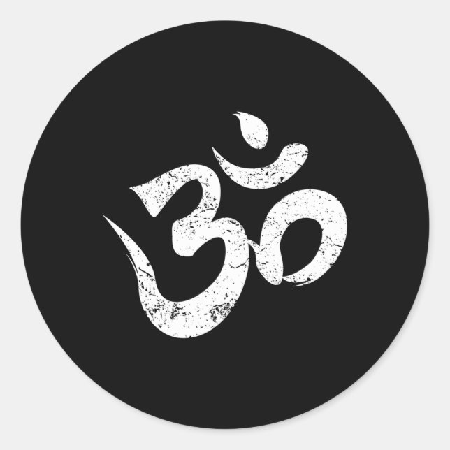 Pegatina Redonda Símbolo espiritual del yoga Om Meditación Aum Ohm (Anverso)