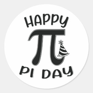 Pegatina Redonda Símbolo feliz Día Pi Nacimiento Matemática Geek