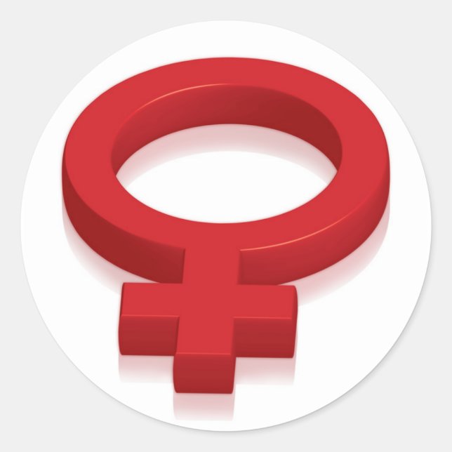 PEGATINA REDONDA SÍMBOLO FEMENINO (Anverso)